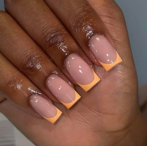 Nail Art Orange, Almond Acrylic Nails Designs, Orange Acrylic Nails, Short Square Nails, French Tip Acrylic Nails, Short Square Acrylic Nails, Nails Only, Acrylic Nails Coffin Short, Square Acrylic Nails