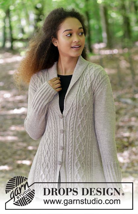 Morgan's Daughter Jacket / DROPS 179-14 - Free knitting patterns by DROPS Design Free Aran Knitting Patterns, Free Knitting Patterns For Women, Ladies Cardigan Knitting Patterns, Cardigan Knitting Patterns, Aran Knitting Patterns, Knit Dress Pattern, Knit Cardigan Pattern, Knit Vest Pattern, Knitting Patterns Free Cardigans