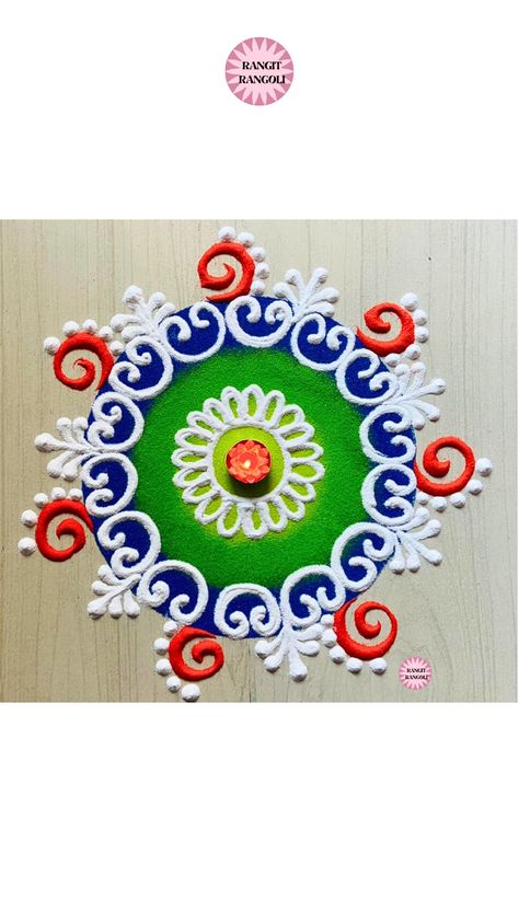 Easy freehand rangoli design | Rangit Rangoli Rangoli Round Designs, Small Sanskar Bharti Rangoli Design, Sanskar Bharti Rangoli Designs Simple, Round Rangoli Designs Latest Unique, Bhaubij Rangoli, Different Rangoli Designs, Round Rangoli, Makar Sankranti Rangoli, Small Free Hand Rangoli