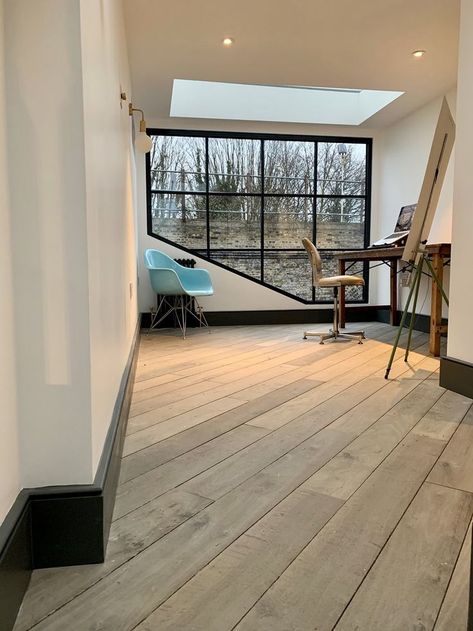 Loft conversion in East London. Ref. 01 Natural MANHATTAN Diagonal Flooring, Chevron Parquet, Solid Wood Flooring, Loft Conversion, Building A Website, French Oak, Flooring Ideas, East London, Versailles