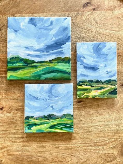 Painting Landscape Acrylic Easy, Easy Abstract Landscape Painting, Acrylic On Canvas Abstract, Diy Landscape Painting Easy, Easy Landscape Art, Diy Landscape Painting, Easy Painting Tutorials, Landscape Paintings Abstract, Farm Landscape Painting