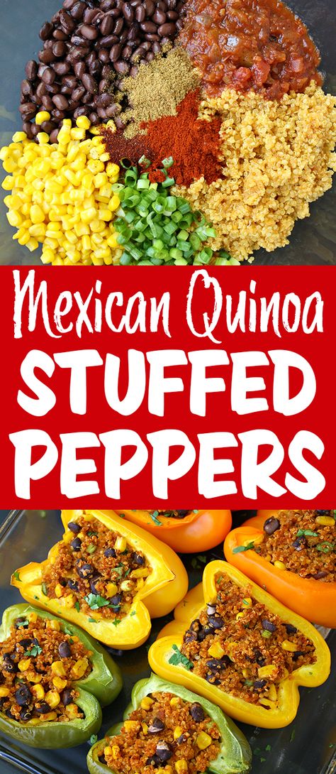 Mexican Quinoa Stuffed Peppers | The Garden Grazer Seasoned Quinoa, Vegan Stuffed Bell Peppers, Unicorn Popcorn, Healthy Family Meal, Starch Solution Recipes, Garden Grazer, Vegan Stuffed Peppers, Vegetarian Stuffed Peppers, Quinoa Recipes Easy