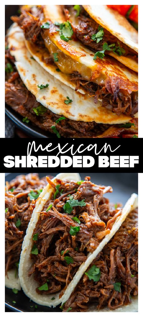 Mexican Shredded Beef - Dash of Sanity Shredded Beef Tacos Stove Top, Easy Beef Recipes Healthy, Chunk Beef Recipes, Shredded Meat Recipes, Beef Summer Recipes, Shredded Steak Recipes, Shredded Beef Quesadillas, Beef Recipes For Dinner Main Dishes, Mexican Food Recipes Authentic Dinners