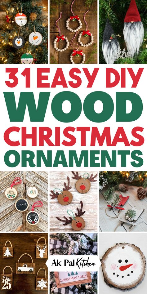 DIY wood Christmas ornaments add a rustic touch to your holiday decor. Create beautiful handmade wooden decorations, from wood slice ornaments to wood cutouts for your Christmas tree. Explore wood crafts like painted wood ornaments and carved wooden designs for a farmhouse feel. Whether you’re making rustic wood slice crafts or personalized wooden signs, these Christmas wood crafts are perfect for adding charm to your holiday. Get inspired with these easy and creative wood ornament ideas! Wood Project For Christmas, Crafts To Do With Wood Slices, Wood Slice Ideas Diy, Round Wood Pieces Crafts, Tree Ornaments Dyi, Diy Christmas Wood Decor, Wooden Christmas Coasters Diy, Rustic Christmas Crafts To Sell, Small Wood Round Ornaments