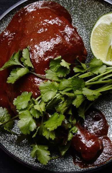 This traditional mole is a cooking project, but it's worth the time and effort. Mole Recipe, Mole Sauce, Plum Tomatoes, Toasted Almonds, Drying Herbs, Mole, Bon Appetit, Mexican Food Recipes, Main Dishes