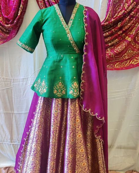 Silk Dress Design, Long Blouse Designs, Long Frock Designs, Bandhani Dress, Asian Bridal Dresses, Bridal Lehenga Collection, Kids Dress Patterns, Long Gown Dress, Half Saree Designs