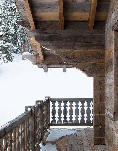 Swiss chalet-inspired home provides cozy refuge in snowy Montana Swiss Chalet Interior, Montana Interior Design, Pearson Design Group, Chalet Exterior, Alpine Decor, Chalet Chic, Alpine Chalet, Chalet Interior, Swiss Chalet