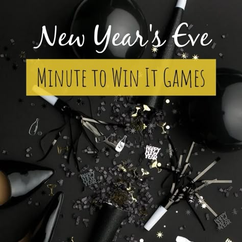 Looking for fun ways to count down the hours until midnight?! These fun New Year's Eve Minute to Win It Games are perfect for the whole family and will have everything laughing and having a great time together as you finish out the year. #newyears #newyearseve #partygames New Years Eve Minute To Win It, New Year’s Eve Minute To Win It Games For Kids, New Year’s Eve Minute To Win It, Nye Hourly Activities, Hourly Activities For New Years Eve, Nye Minute To Win It Games, Minute To Win It New Years Eve Games, New Years Minute To Win It Games, New Years Eve Games For Adults