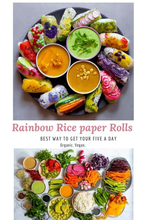 Vietnam Roll Rice Paper, Vegan Rice Paper Rolls, Summer Rice, Rice Paper Spring Rolls, Healthy Spring Rolls, Paper Spring, Rainbow Rice, Spring Roll Recipe, Rice Paper Rolls