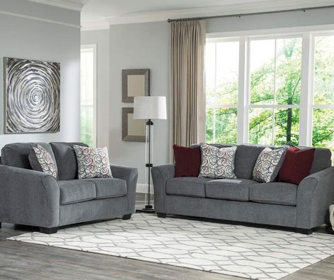 Signature Design by Ashley Idlebrook Living Room Collection  at Big Lots. Big Lots Furniture, Ashley Furniture Living Room, Grey Sofa Living Room, Grey Furniture Living Room, Loveseat Living Room, Living Room Family, Sofa And Loveseat Set, Room Blue, Furniture Shopping