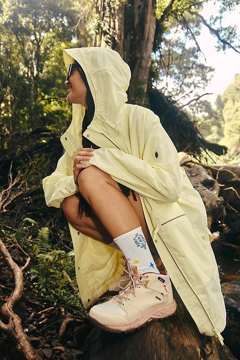 Singin' In The Rain Packable Jacket | Free People Outdoor Spring Outfit, Cute Hiking Clothes, Cute Raincoats, Garment Of Praise, Raincoat Fashion, Rain Fashion, 2024 Wardrobe, Waterproof Clothing, Short One Piece