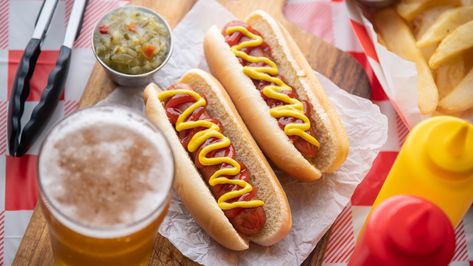 Boiling Hot Dogs In Beer Vs. Water Is A Flavor Revelation Boiled Hot Dogs, Foods That Contain Gluten, Beer Mustard, Bratwurst Sausage, Hot Dog Toppings, Cabbage And Potatoes, Food Republic, Homemade Beer, Hiding In Plain Sight