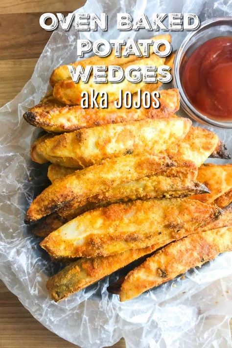 Potato Wedges Recipe | Jo Jo Potatoes | Life's Ambrosia How To Make Jojo Potatoes, How To Make Jojos Potatoes, Jo Jo Potatoes Wedges Baked, Baked Jojo Potatoes, Oven Fries Wedges, Baked Potato Wedges Oven Crispy, Potato Wedges Baked Crispy, Jojo Fries, Jojos Recipes