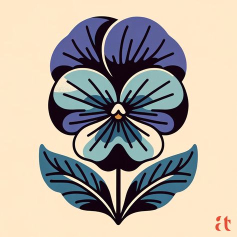 Folk Art Floral Tattoo, Graphic Design Flowers, Posca Flowers, Pansy Illustration, Peace Sign Illustration, Flowers Illustration Art, Pansy Tattoo, Whimsical Branding, Wildflower Illustration