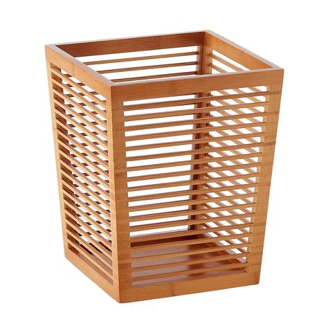 Bamboo Trash Can | The Container Store Cottage Bath, Closet Store, Kitchen Trash, Kitchen Trash Cans, The Container Store, Custom Closets, Closet System, Recycle Trash, Container Store