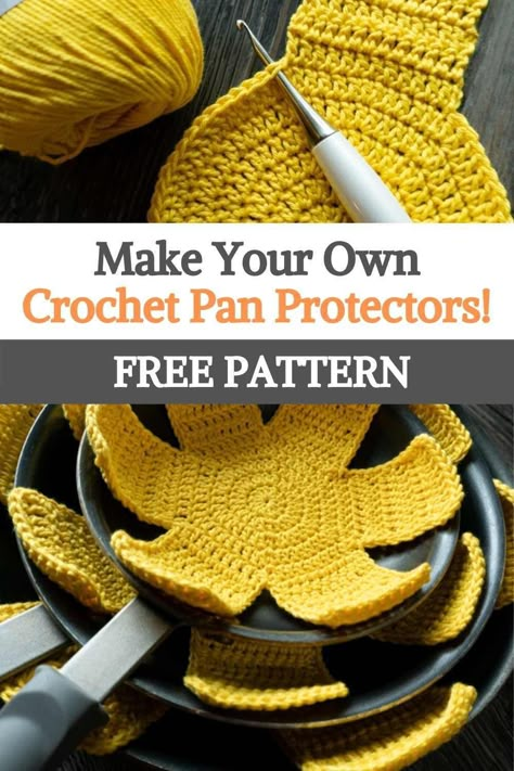 Knitted Pan Protectors Pattern, Crochet Pot Dividers, Crochet Bowl Protector, Pan Protector Crochet Pattern, Crochet Pan Holder, Crochet Pot And Pan Protectors, Pot And Pan Protectors Diy, Crochet Pot Protectors Free Pattern, Crochet Pot Holders Pattern