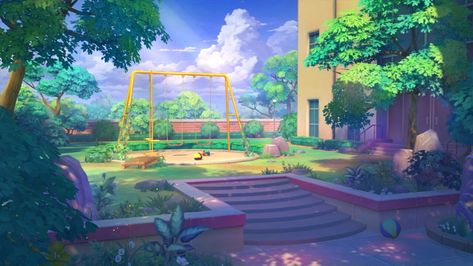 Eternal City Anime Playground Background, Anime Playground, Playground Background, Background Anime, Gacha Backgrounds, Anime Places, 2d Game Art, Real Anime, Background Ideas