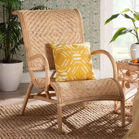 Boho Accent Chair, Amanda Lindroth, Print Armchair, Rattan Lounge Chair, Cube Ottoman, Living Room Furniture Chairs, Madurai, Wicker Furniture, Accent Chairs For Living Room