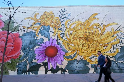 Graffiti Flowers, Garden Mural, Flower Mural, Chicago History, Art Programs, Art Installations, Chinese Painting, The Neighborhood, Public Art