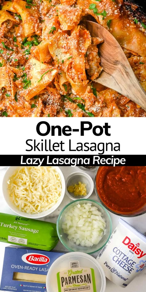 Low Calorie High Protein Lasagna, Lasagna Soup Cottage Cheese, Skillet Lasagna With Cottage Cheese, Lasagna Deconstructed, Lazy Lasagna With Cottage Cheese, Recipes With Cottage Cheese Dinner, Lazy Healthy Dinner, Lazy Girl Lasagna, One Pot Dinners Easy