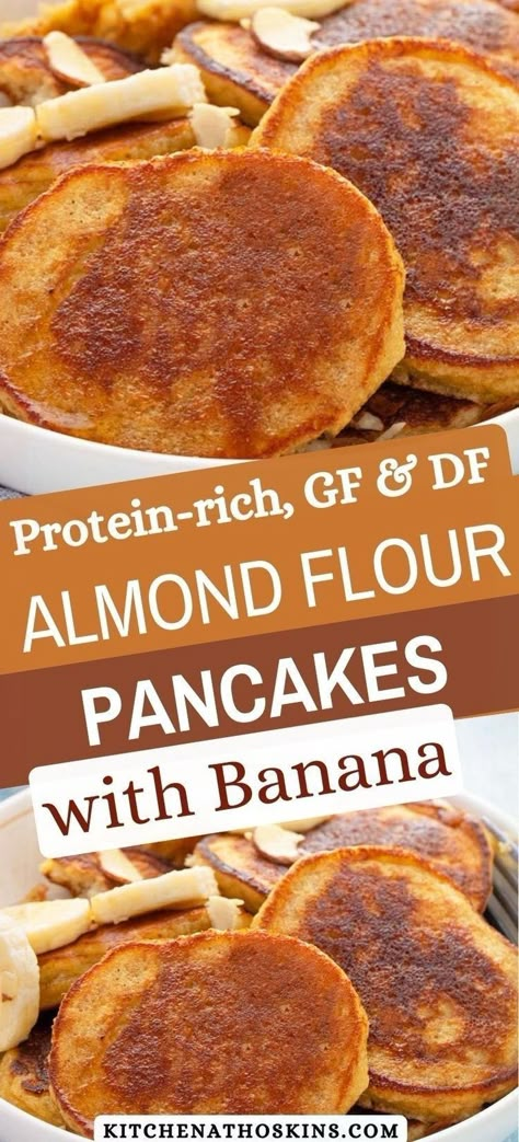 Learn how to make the best almond flour pancakes with banana that is healthy, gluten free, dairy free and one of the best almond flour breakfast recipes. Get the easy almond flour banana pancakes recipe at kitchenathoskins.com. Almond Flour Breakfast Recipes, Almond Flour Breakfast, Banana Pancakes Easy, Paleo Pancakes Almond Flour, Pancakes Easy Recipe, Almond Flour Banana Pancakes, Pancakes With Banana, Applesauce Pancakes, Almond Flour Banana