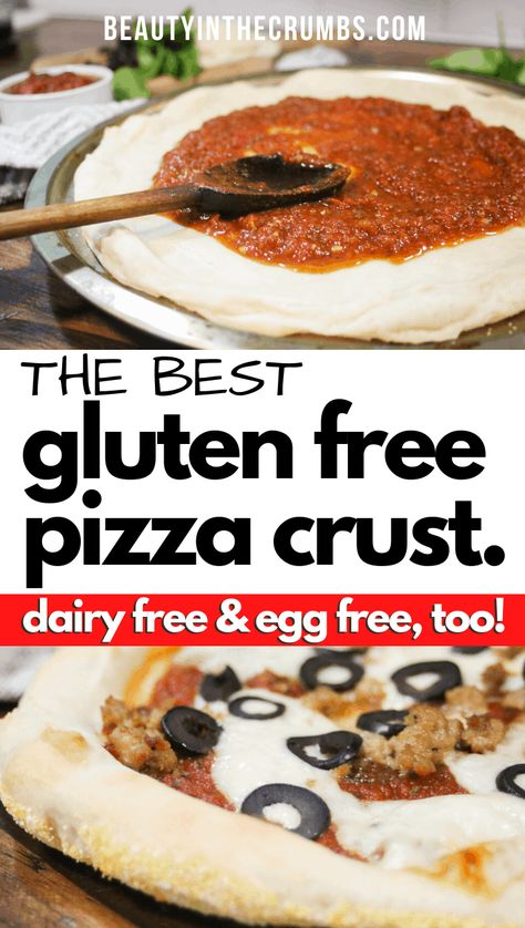 Best Gluten Free Pizza Crust, Dairy Free Pizza Crust, Gluten Free Pizza Crust Recipe, Gluten Free Pizza Dough, Gluten Free Sandwich Bread, Dairy Free Pizza, Best Gluten Free Bread, Gluten Free Pizza Crust, Gluten Free Egg Free