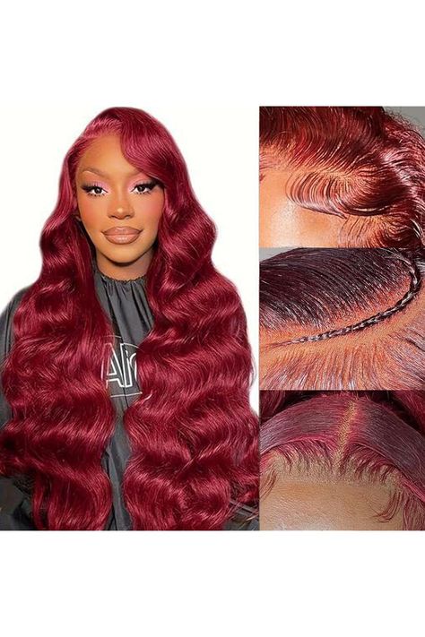 30 Inch 99j Burgundy Lace Front Wigs Human Hair Glueless Wine Red Colored 13x4 Body Wave Lace Front Wigs Human Hair Pre Plucked with Baby Hair 190 Density HD Transparent Frontal Wigs for Women Red Lace Front Wigs, Body Wave Lace Front Wigs, Red Wig, Wine Red Color, Lace Front Wigs Human Hair, Red Wigs, Wigs Human Hair, Burgundy Lace, Body Wave Wig