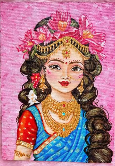 God Drawing Ideas, Goddesses Drawing, Krishna Radha Drawing, Radha Rani Drawing, Bhagwan Drawing, Radha Drawing, Navratri Decoration Ideas, Narendra Modiji, Navratri Decoration