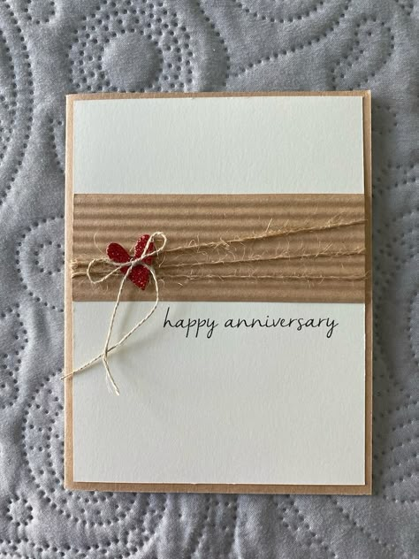 Handmade Greeting Card: Minimalist Anniversary Card. Red Glitter Heart. - Etsy Simple Anniversary Cards Handmade, Wedding Homemade Cards, Valentine Cards For Men, Heart Cards Handmade, Happy Anniversary Cards Handmade, Watercolor Anniversary Cards, Handmade Wedding Cards Ideas, Anniversary Cards Handmade Diy, Easy Valentines Cards