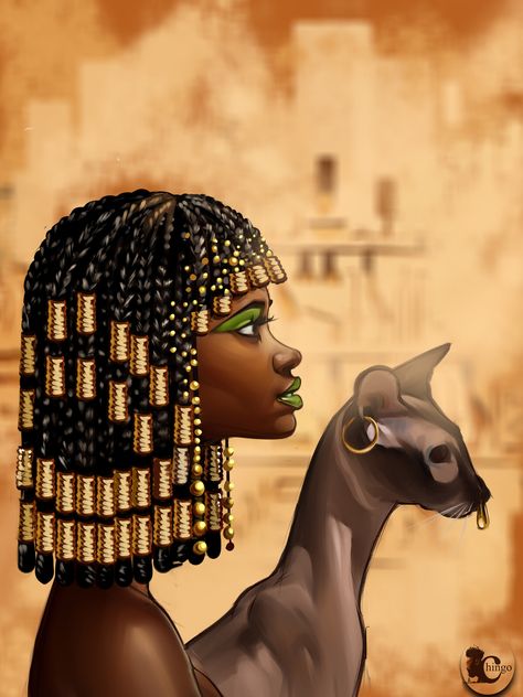 Cleopatra Art, Egyptian Hairstyles, Oh My Goddess, Afrocentric Art, History Art, African Queen, Black Cartoon, Mystical Art, Afro Art