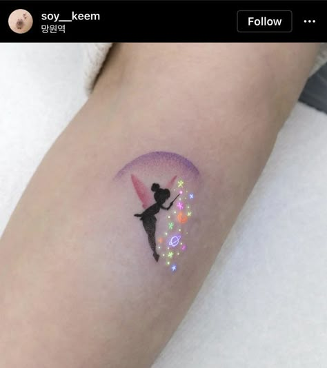 Small Colourful Tattoos For Women, Tinker Bell Tattoo, Darkside Tattoo, Belle Tattoo, Casino Tattoo, Uv Tattoo, Tattoos Infinity, Petit Tattoo, Tattoos Mandala