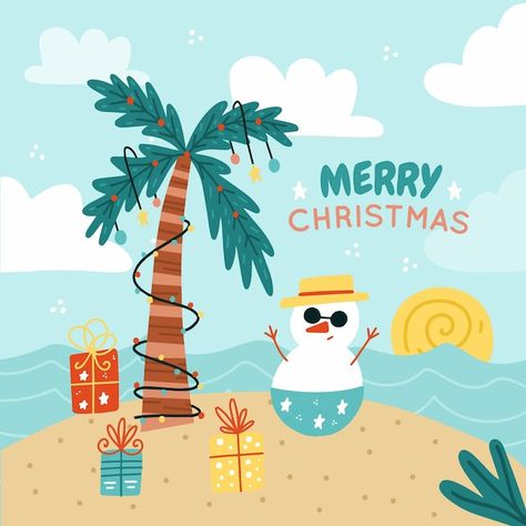 Free vector hand drawn flat summer chris... | Free Vector #Freepik #freevector #summer-christmas #christmas-july #tropical-christmas #christmas Christmas Summer, Christmas Vector, Summer Christmas, Summer Flats, Christmas Illustration, Vector Hand, Christmas Pictures, Vector Photo, Hand Drawn