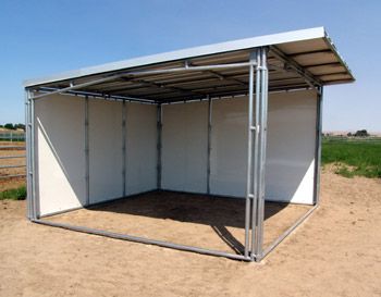 Noble Panels - Solid Side Horse Shelter Covered Horse Arena, Horse Yard, Pasture Shelter, Horse Shelters, Horse Shed, Livestock Shelter, Horse Farm Ideas, Horse Paddock, Barn Stalls