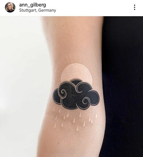 Black Clouds Tattoo, Black Cloud Tattoo, Cloud Tattoo Design, Rain Tattoo, Umbrella Tattoo, Rainbow Tattoos, White Ink Tattoo, Cloud Tattoo, Tattoo Magazines