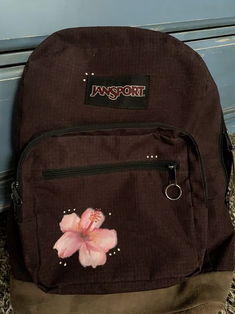 My backpack was too boring and I need to use it for next school year, so I decided to spice it up and paint a flower and some dots on it. I’m actually really excited to go to school and tell everyone that I painted the flower on my backpack! 😊 Painting On Backpack Ideas, Painting On School Bag, School Bag Painting Ideas, School Bag Painting, Painting On Backpack, Drawing On Backpack, Painted Backpack Ideas, Painting Backpack Ideas, Backpack Painting Ideas