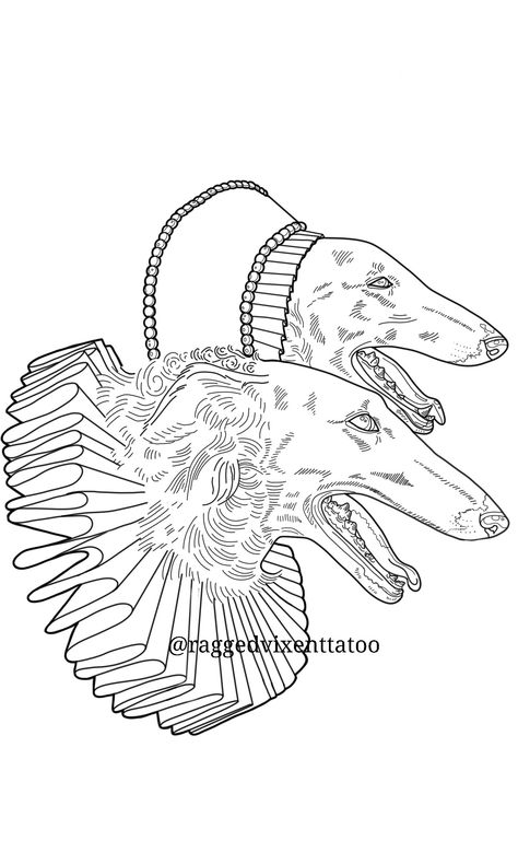 2 borzois dressed in Tudor era clothing in an engraving style, black and white,unshaded Borzoi Tattoo, Ink Drawing, Tattoo Design, Tattoo Designs, Tattoos, Drawings, Design, Art