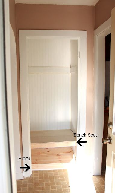 My Sister's New House & A Coat Closet Turned Entry Nook...{Entry Makeover} - Love of Family & Home Small Closet To Mudroom Convert, Foyer Closet Makeover, Closet To Mudroom Convert, Small Entry Closet Ideas, Small Entryway Closet, Small Entry Closet, Entry Closet Makeover, Entryway Closet Makeover, Coat Closet Storage