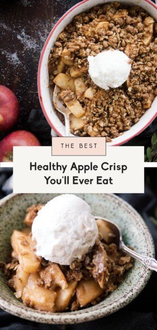 Healthy Apple Crisp Recipe, Apple Crisp Recipe Healthy, Healthy Apple Crisp, Pecan Topping, Bean Ice Cream, Apple Crisp Recipe, Photo Food, Apple Crisp Recipes, Vanilla Bean Ice Cream