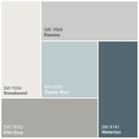 colour palette for house greys blues - Google Search Grey And Blue Colour Palette, Colour Palette For House, Blue Grey Colour Palette, Sw Topsail, Blue And Grey Color Palette, Valspar Colors, Housing Ideas, Interior Colors, Grey Color Palette