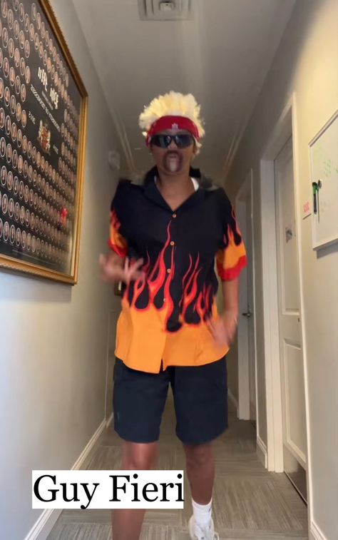 Guy Ferrari Costume, Guy Fieri Bachelorette Party, Ferengi Costume, Guy Fiery Costumes, Guy Fieri Costume, Guy Fieri Halloween Costume, Guy Fieri Flame Shirt, Guy Fieri, Pretty Halloween Costumes