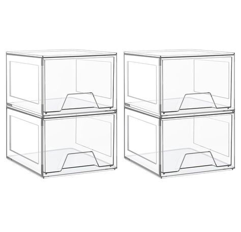 4 Pack Stackable Makeup Organizer, Acrylic Bathroom Organizer and Storage Drawers, Clear Plastic Drawer Storage Bins For Vanity, Undersink, Cabinets, Pantry Bathroom Organization Makeup, Makeup Organizer Acrylic, Acrylic Drawer Organizer, Organizer Drawers, Acrylic Bathroom, Clear Makeup Organizer, Bathroom Organizers, Plastic Drawer, Makeup Drawer Organization