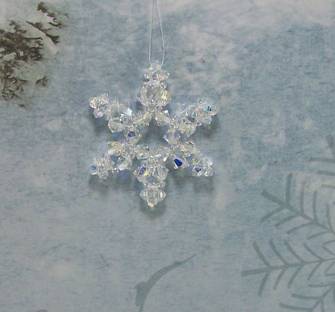 Beading Kits, Snowflake Ornaments Diy, Swarovski Snowflake, Swarovski Ornaments, Beaded Snowflakes Ornament, Beaded Snowflake, Christmas Beading, Photo Frame Ornaments, Beaded Ornament Covers