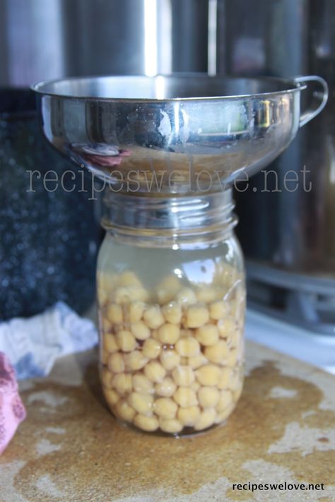 Canning Chickpeas (pressure canner) | Recipes We Love Canning Chickpeas, Pressure Canner Recipes, Chickpeas Recipes, Chocolate Banana Smoothie, Canned Food Storage, Canning Tips, Using A Pressure Cooker, Pressure Canner, Dry Beans