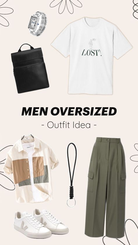 Shirt oversized inspired in lost rm bts Namjoon Inspired Outfits, Namjoon Outfit, Oversized Outfit Ideas, Tee Outfit Casual, Oversize Outfits, Men Aesthetic Outfits, Oversized Aesthetic, Oversize Outfit, Bts Inspired Outfits