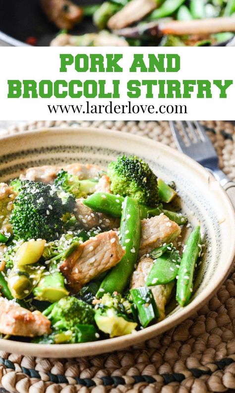 A super easy recipe for pork and broccoli stirfry that makes a great midweek meal when you're short of time #porkstirfry #porkandbroccolistirfry #stirfryrecipes #midweekmeals #quick meals #pork #larderlove Pork And Broccoli Stir Fry, Pork And Broccoli, Easy Dinner Recipes Pork, Pork Broccoli, Leftover Pork Roast, Recipe For Pork, Pork Casserole, Recipes Pork, Ginger Pork