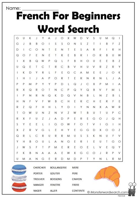 cool French For Beginners Word Search French Worksheets For Beginners Free, French Worksheets For Beginners, French Language Learning Kids, French Vocab, Easy Word Search, Learning French For Kids, Free Printable Word Searches, Trip Games, French Worksheets