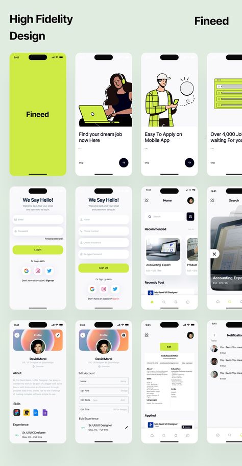 Job Mobile app Design :: Behance Logo Design Application, Best Design Apps, Mobile Website Inspiration, Ux Design Inspiration Mobile, App Design Ideas Inspiration, Building An App, Mobile App Branding, Ux Design Projects, Minimalistic App Design