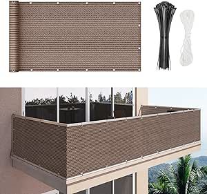 Duerer Balcony Screen Privacy Fence Cover 2.5' x 10' Brown Fence Netting Mesh Shade Cloth Fabric UV Protection for Apartment Balcony Railing Porch Outdoor, Backyard, Patio, Included Cable Ties & Rope Balcony Railing Cover, Railing Porch, Brown Fence, Fence Cover, Balcony Screen, Porch Outdoor, Balcony Railing, Shade Cloth, Apartment Balcony