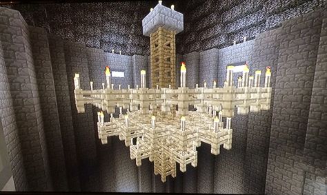 Minecraft chandelier. Not our original idea though. Xbox360. AnomalousSpark Chandelier Ideas Minecraft, Minecraft Chandelier Design Big, Chandelier In Minecraft, Minecraft Ceiling Light, Minecraft Chandelier Design, Minecraft Medieval Chandelier, Amethyst Chandelier Minecraft, Minecraft Glowstone Chandelier, Minecraft Chandelier