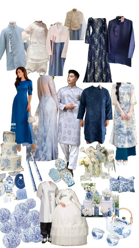 Vietnamese Korean Chinoiserie Blue and white themed Wedding Tea Ceremony White Themed Wedding, Wedding Tea Ceremony, Vietnamese Wedding, Chinoiserie Blue, Wedding Tea, Themed Wedding, Tea Ceremony, Chinoiserie, Blue And White